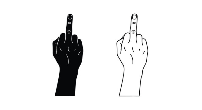 Two hands displaying the middle finger gesture in contrasting styles