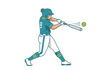 Fototapeta premium Softball Batter Swing Vector Illustration Minimal Sports Action Graphic