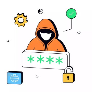 Hacker Cyber Security Password Protection Animation