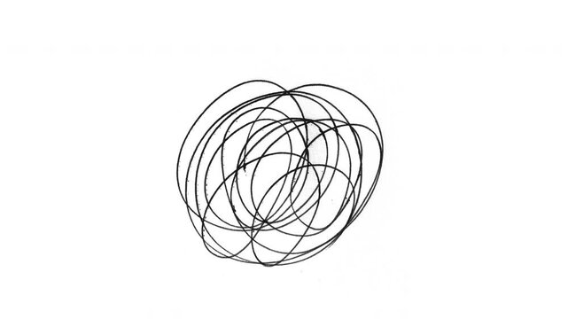 Black Chaotic scribble doodle messy lines on a transparent background, pen-pencil stroke lines with alpha channel