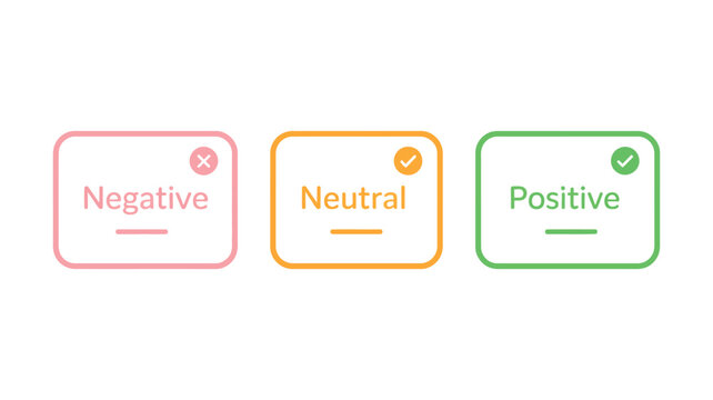 Positive and negative neutral label banner button with check mark icon sign, set of tick, cross, and checkbox symbols representing approval, denial, and neutral status for apps, websites, and digital