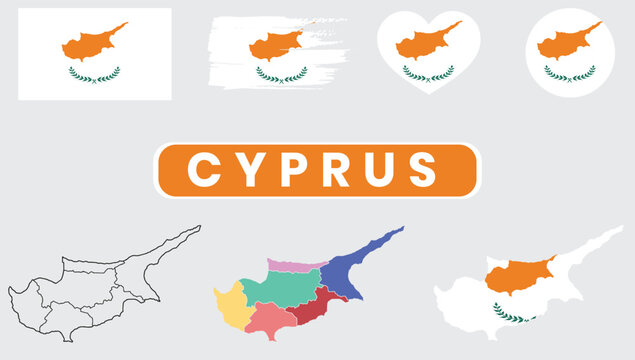 A collection of maps and graphics representing cyprusA collection of maps and graphics representing cyprus