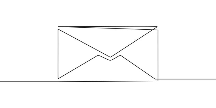 Mail continuous line one art icon email letter vector paper message. Line continuous art newsletter sketch outline contact plane illustration business single doodle arrow journey travel send fly post.