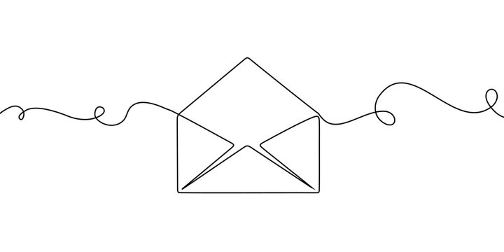 Continuous mail line one art icon email letter vector paper message. Art continuous line newsletter sketch outline contact plane illustration business single doodle arrow journey travel send fly post.