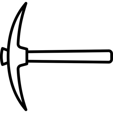 Minimalistic miner pick axe outline icon