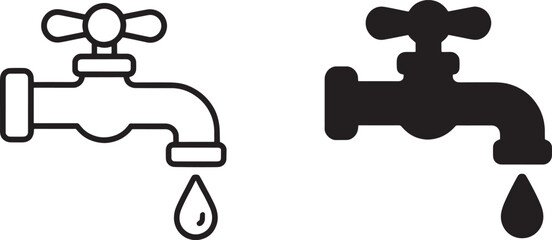 Obraz premium Black and white faucet with water droplets faucets taps