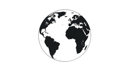 Fototapeta premium Global Earth Globe Illustration in Black and White.