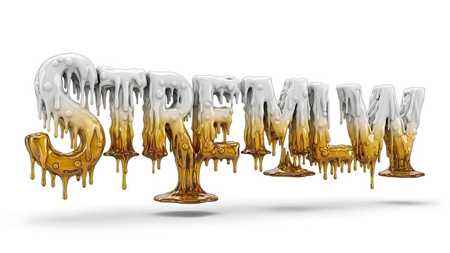 Golden 3 d printed typography letters spelling street on white background