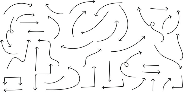 Hand drawn alphabet letters with arrows for kids to practice writing