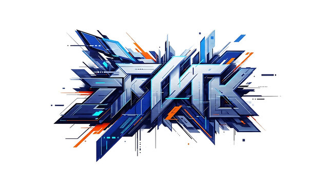 Vibrant blue and orange geometric paper airplane cluster floating isolated