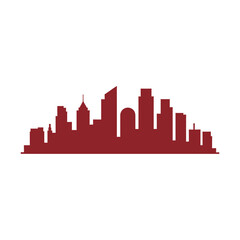 Fototapeta premium City skyline silhouette in maroon color