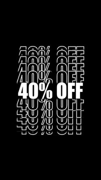 40% Off Animated Text Overlay &ndash; White Discount Promo Transparent Background