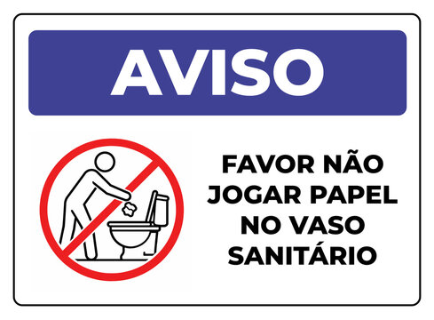 aviso placa banheiro papel vaso sanit&aacute;rio