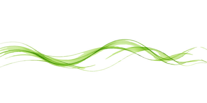 An abstract green wave pattern featuring futuristic light curves and a swirling smoke design creates a stylish vector illustration backdrop for web and technology wallpaper concepts