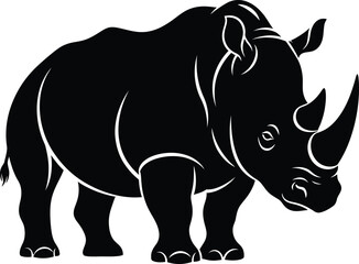 Obraz premium Black silhouette of a rhinoceros