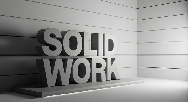 Solid work 3D text on gray background