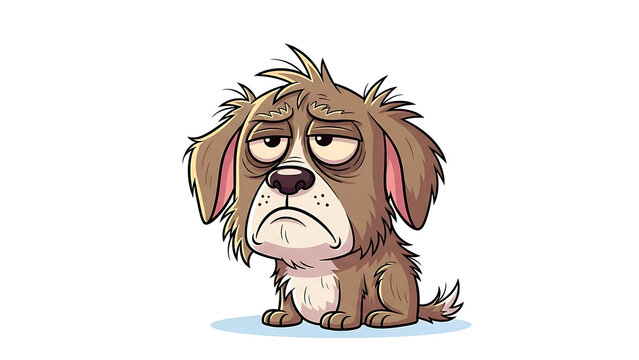 Grumpy cartoon dog with spiky fur and angry expression