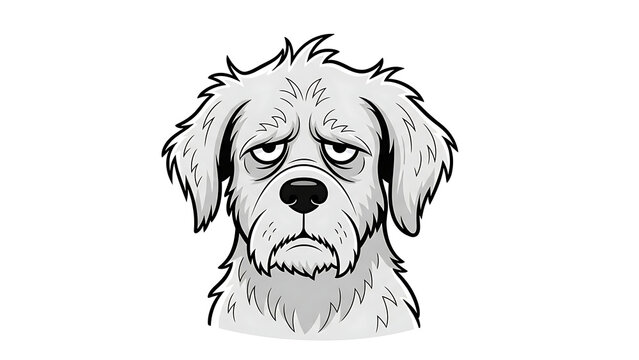 Grumpy cartoon dog with spiky hair and angry expression