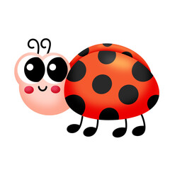 Fototapeta premium Cute cartoon ladybug character isolated on transparent background