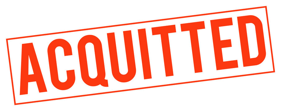 Large red acquitted stamp on transparent background