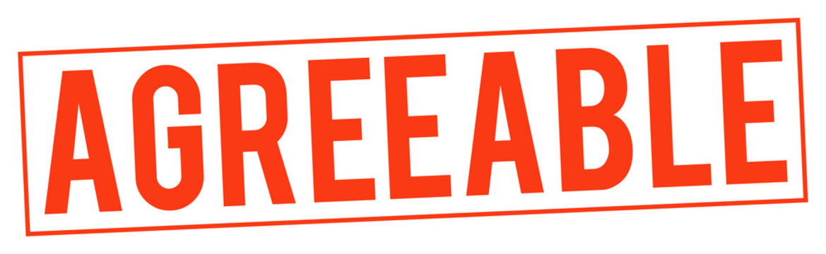 Red agreeable stamp text on transparent background