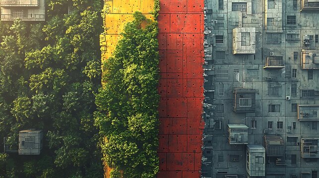 Economic inequality urban split city contrasting architecture concept photo