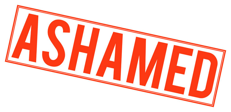 Red Ashamed stamp on transparent background