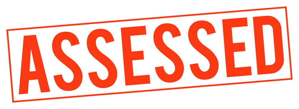 Red assessed stamp on transparent background