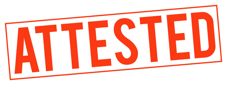 Red attested stamp on transparent background