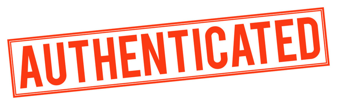 Red authenticated stamp on transparent background