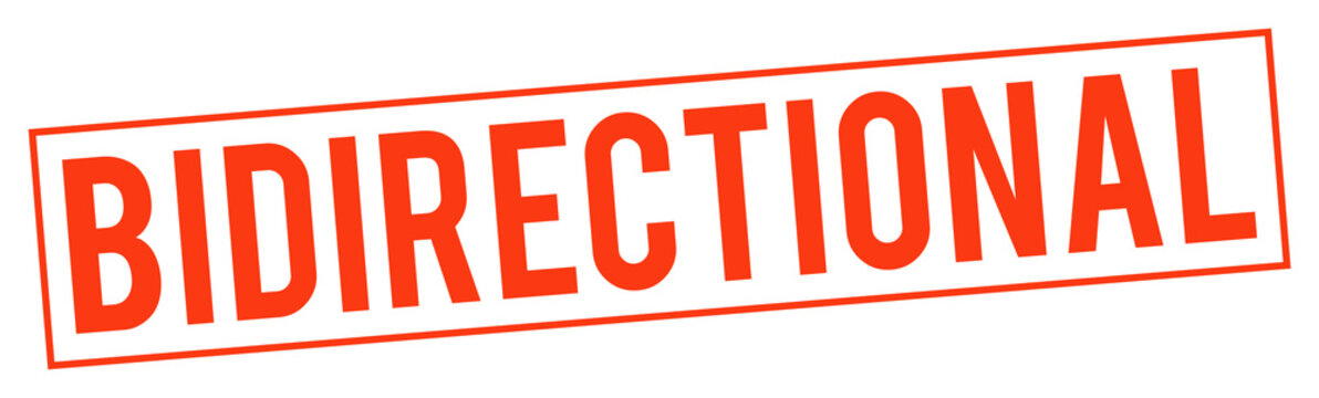 Red bidirectional stamp mark on transparent background