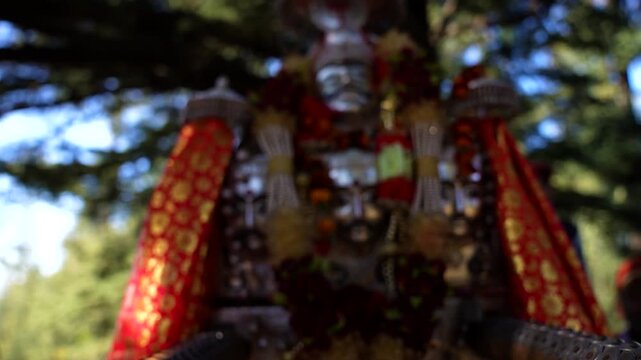 Sacred doli of Kamrunag temple in Himalayas.Religious doli ritual at Kamru Nag temple.
