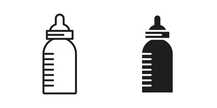Milk bottle icon in black stroke eps vector graphic