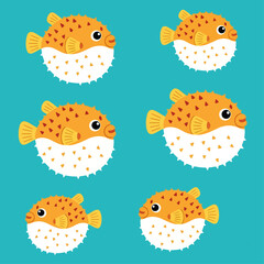 Cute Pufferfish Pattern for Children Textile © IrisPessoa