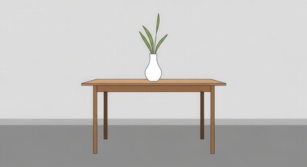 Fototapeta premium Minimalist Table Setting With A Single Vase And Green Plant