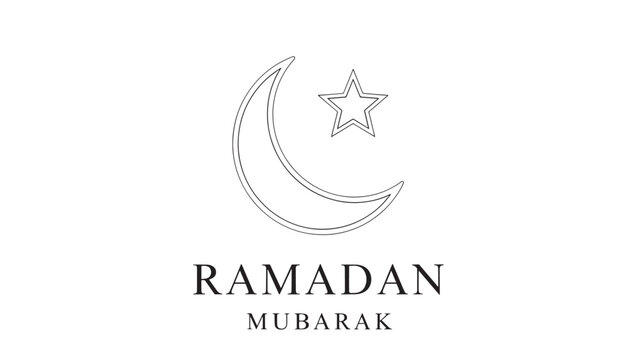Elegant Ramadan Mubarak Greeting Card with Crescent Moon and Star Design.