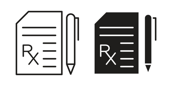 Prescription icon in black stroke eps vector graphic