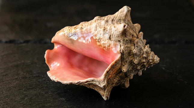 Large Pink Conch Shell with Flared Lip Detail