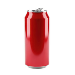 Obraz premium A sleek red can of fizzy beverage standing upright against a plain background