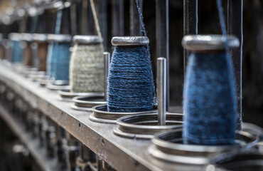 detail of a historic industrial loom machine