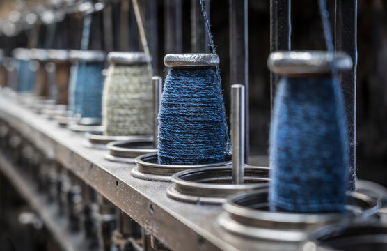 detail of a historic industrial loom machine