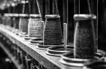 detail of a historic industrial loom machine