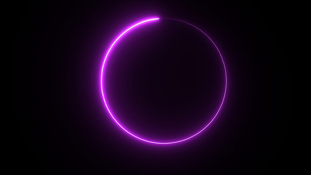 A vibrant purple neon circle against a solid black background