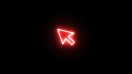 A bright red neon cursor glows against a completely black background © Habib