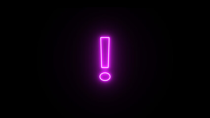 Glowing purple neon exclamation mark against a stark black background © Habib