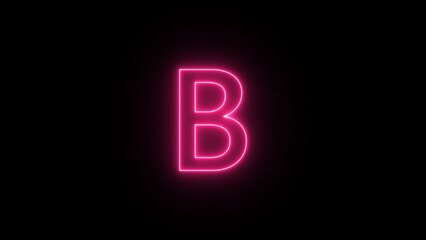 A vibrant pink neon letter b glows against a stark black background © Habib