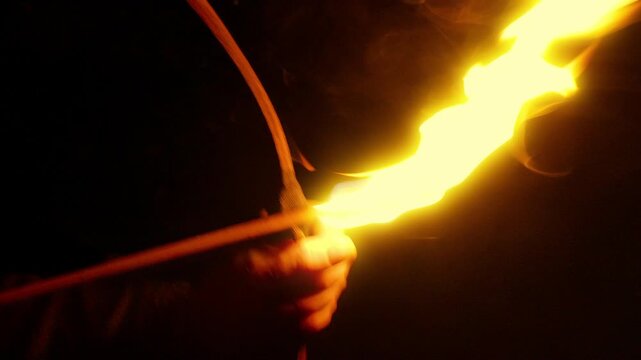 Fire Arrows Shot At Night, Bare Arm, Clothed, Glow Or Normal
