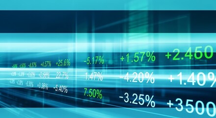 Fototapeta premium Financial stock market data on a blue digital background