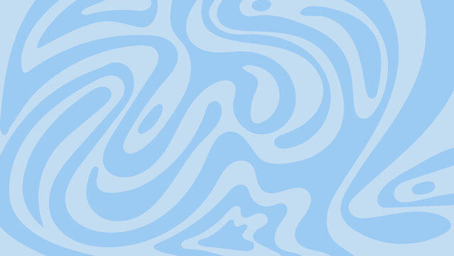Abstract background pattern with blue waves. Groovy retro wavy organic shapes in trendy naive 60s, 70s style.