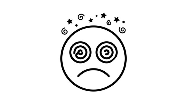 Confused Emoji: A simple illustration of a dizzy emoji, portraying a state of confusion, disorientation, or shock, perfectly capturing a moment of bewilderment.